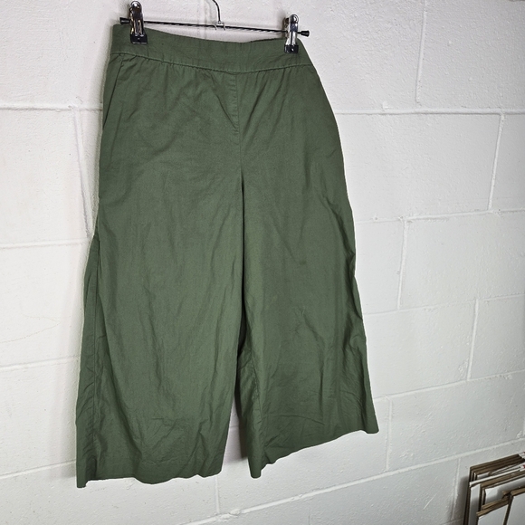 J. Crew Rory Green Cotton Wide Leg Cropped Front Tie Pants - Picture 6 of 7